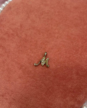 Initial M Gold And Crystals Charm Initial M Gold And Crystals Charm