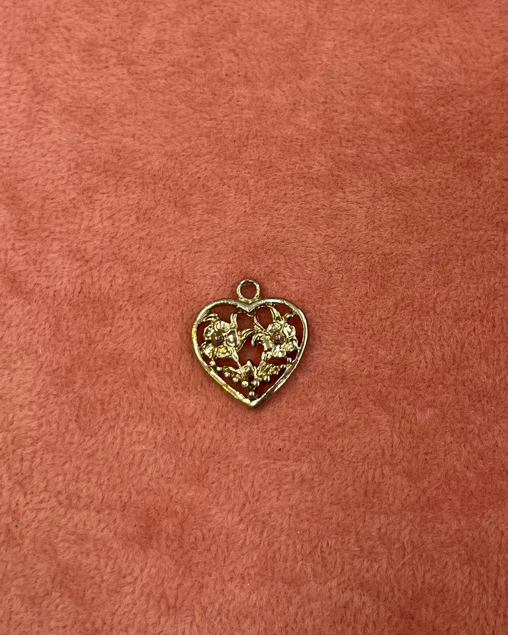 Gold Heart With Flowers Charm