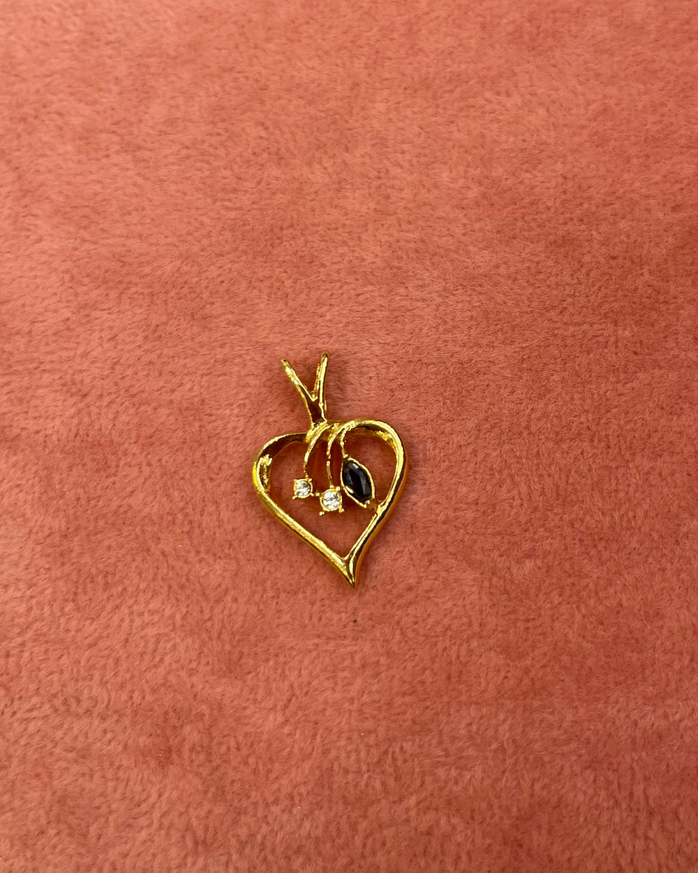 Gold Heart With Crystals Charm