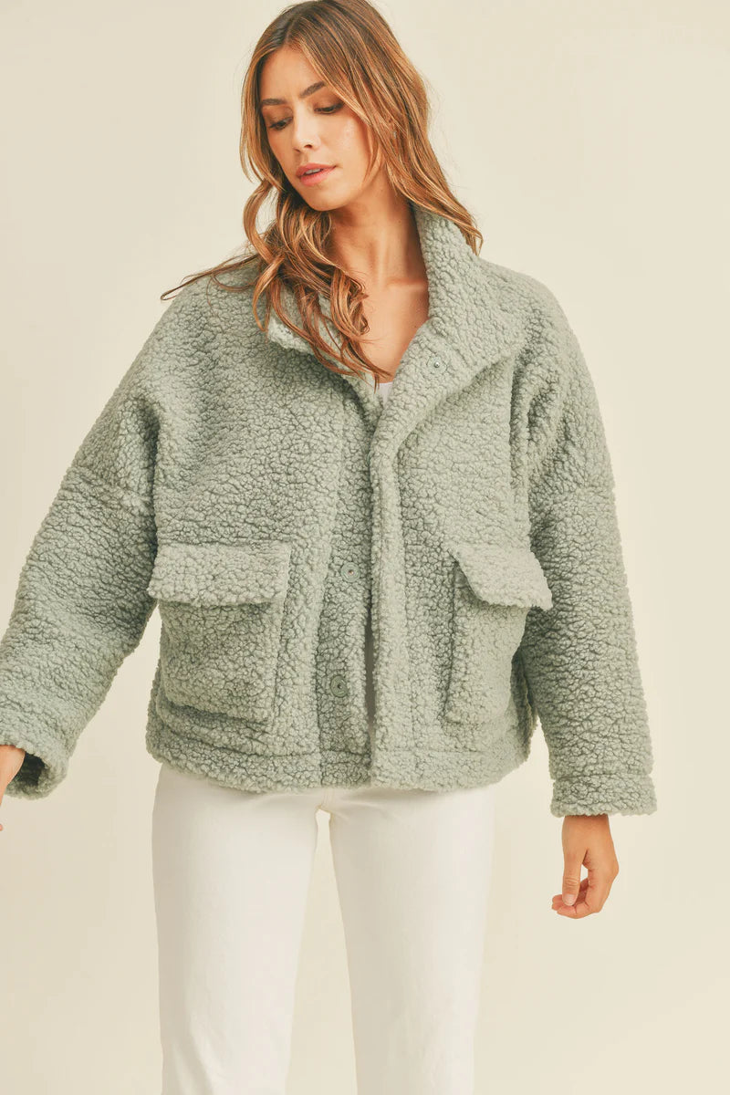 MURPHY DUSTY SAGE SHERPA FLEECE JACKET
