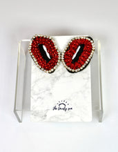 Load image into Gallery viewer, RED LIP BEADED EARRINGS - The Lovely Sun
