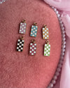 Colorful Checkered Rectangle Gold Charms