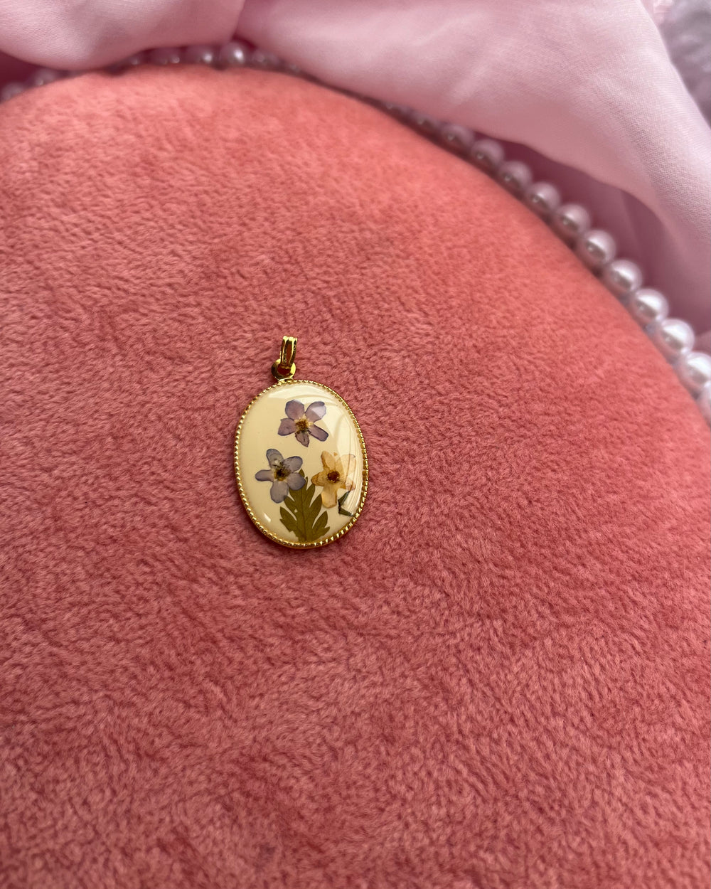 Oval Floral Pendant Charm