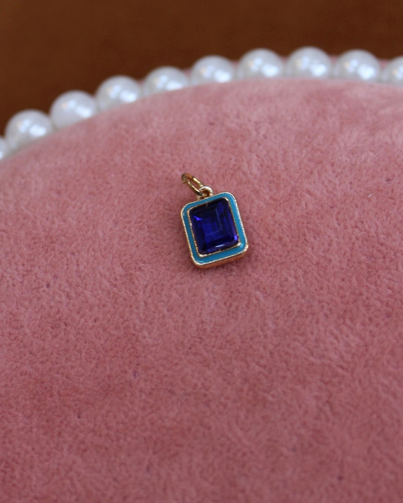 Blue Rectangular Crystal Charm