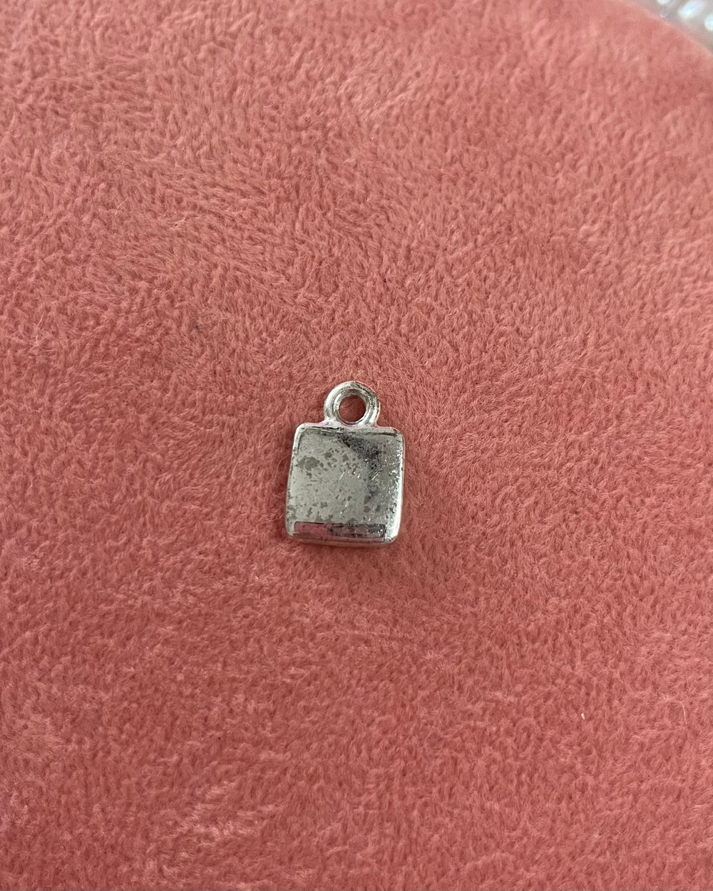 Square Block Silver Charm