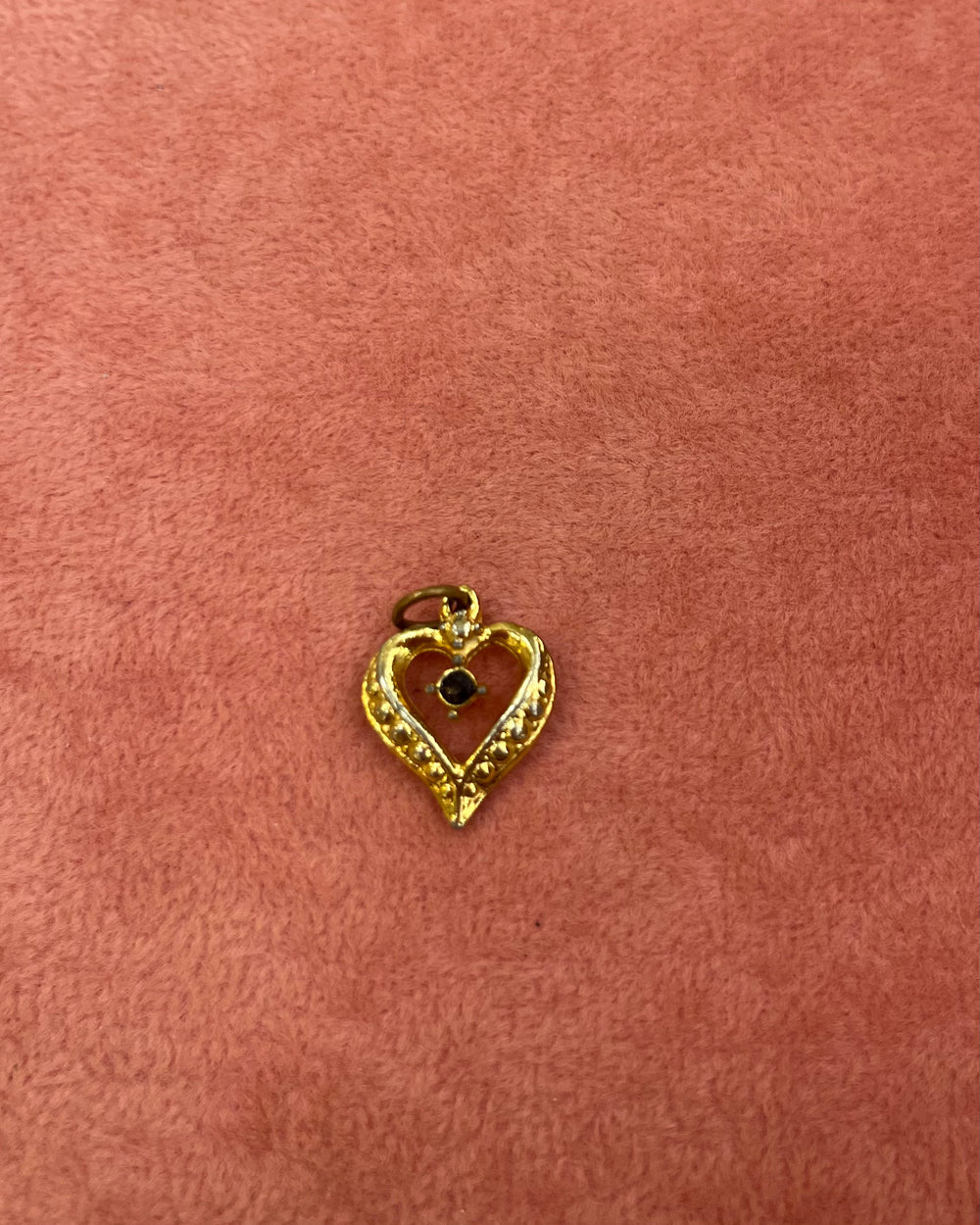 Gold Heart With Crystal Charm