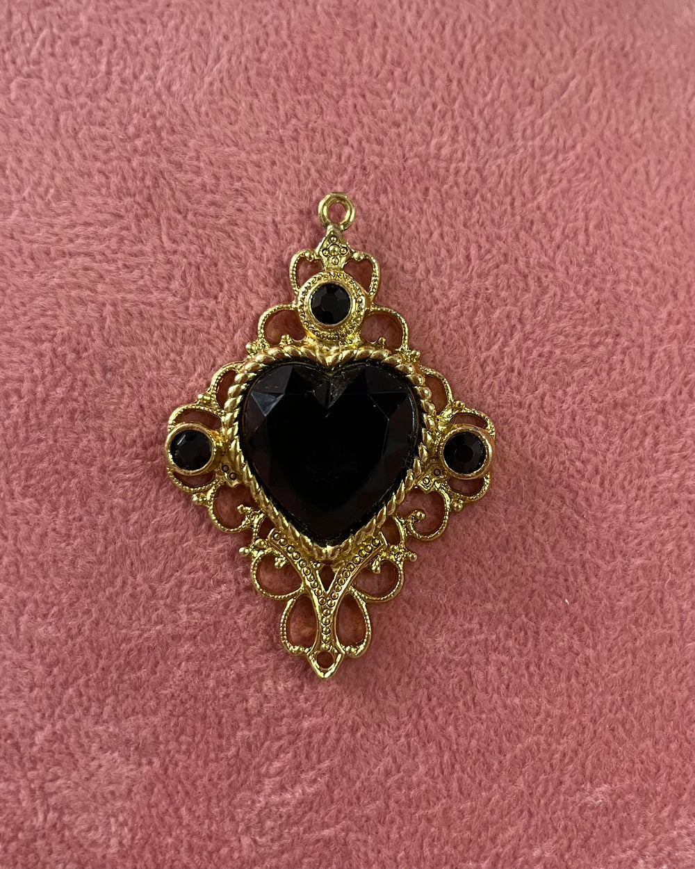 Black Heart Gold Charm