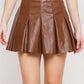 EMBER BROWN PLEATHER PLEATED SKORT