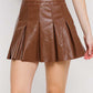 EMBER BROWN PLEATHER PLEATED SKORT