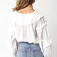 JEN WHITE WOVEN LONG-SLEEVE TOP