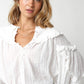 JEN WHITE WOVEN LONG-SLEEVE TOP