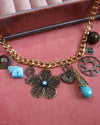 Totally Turquoise Gold Vintage Charm Necklace