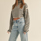 STEVIE STRIPED TURTLE NECK CROP SEWATER TOP