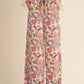 VENUS PINK FLORAL SATIN HIGH-WAISTED PANTS