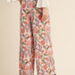 VENUS PINK FLORAL SATIN HIGH-WAISTED PANTS