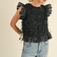 DAKOTA TEXTURED NOVELTY FLUTTER SLEEVE TOP