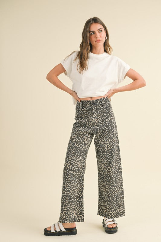 LEO LEOPARD PRINT HIGH-WAISTED PANTS