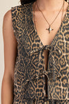 AMANDA LEOPARD PRINT TIE FRONT VEST