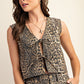 AMANDA LEOPARD PRINT TIE FRONT VEST