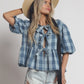 CINDY PLAID TIE FRONT TOP