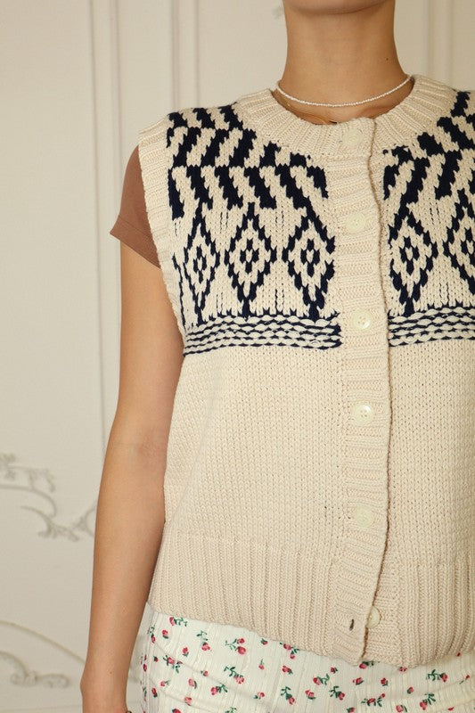 KELSEY CREAM VINTAGE SWEATER VEST