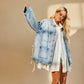 PAYTON BOHO SIDE TIE DETAIL OVERSIZED DENIM JACKET