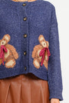 TEDDY NAVY CARDIGAN WITH BOW DETAILS