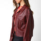 BELLA BURGUNDY PLEATHER JACKET