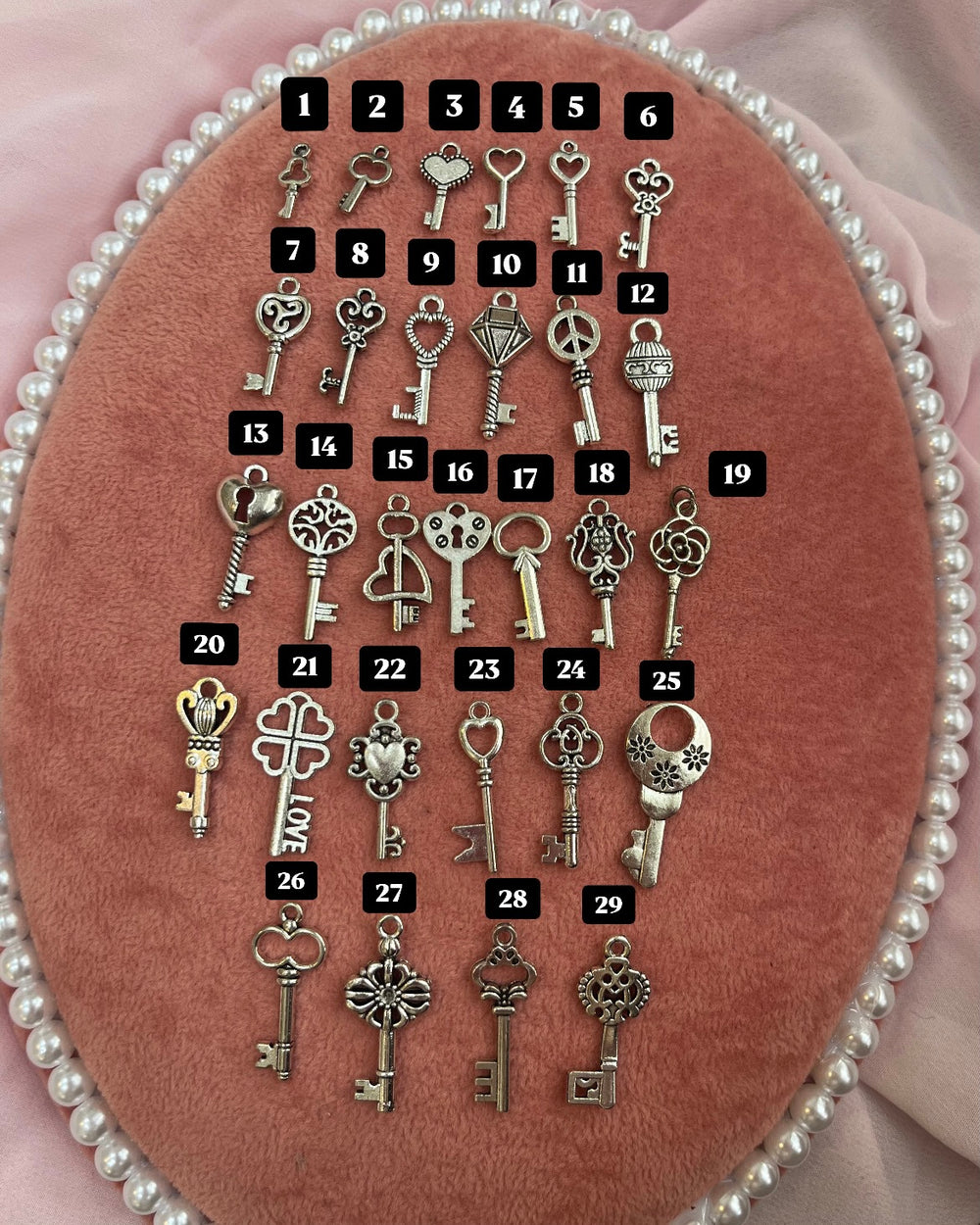 Small To Medium Silver Key Charms