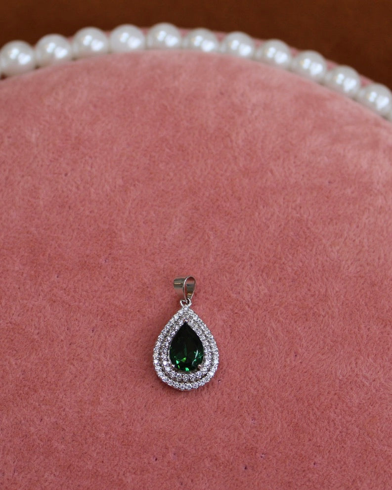 Crystal Green Gem Teardrop Charm