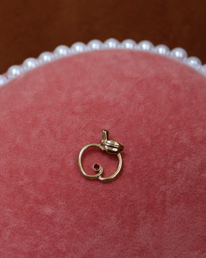 Golden Apple With Red Crystal Charm