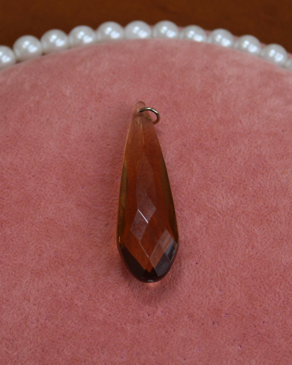 Large Brown Teardrop Crystal Charm