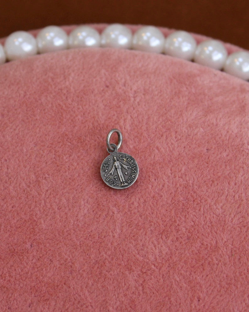 Small Circle Jesus Silver Charm