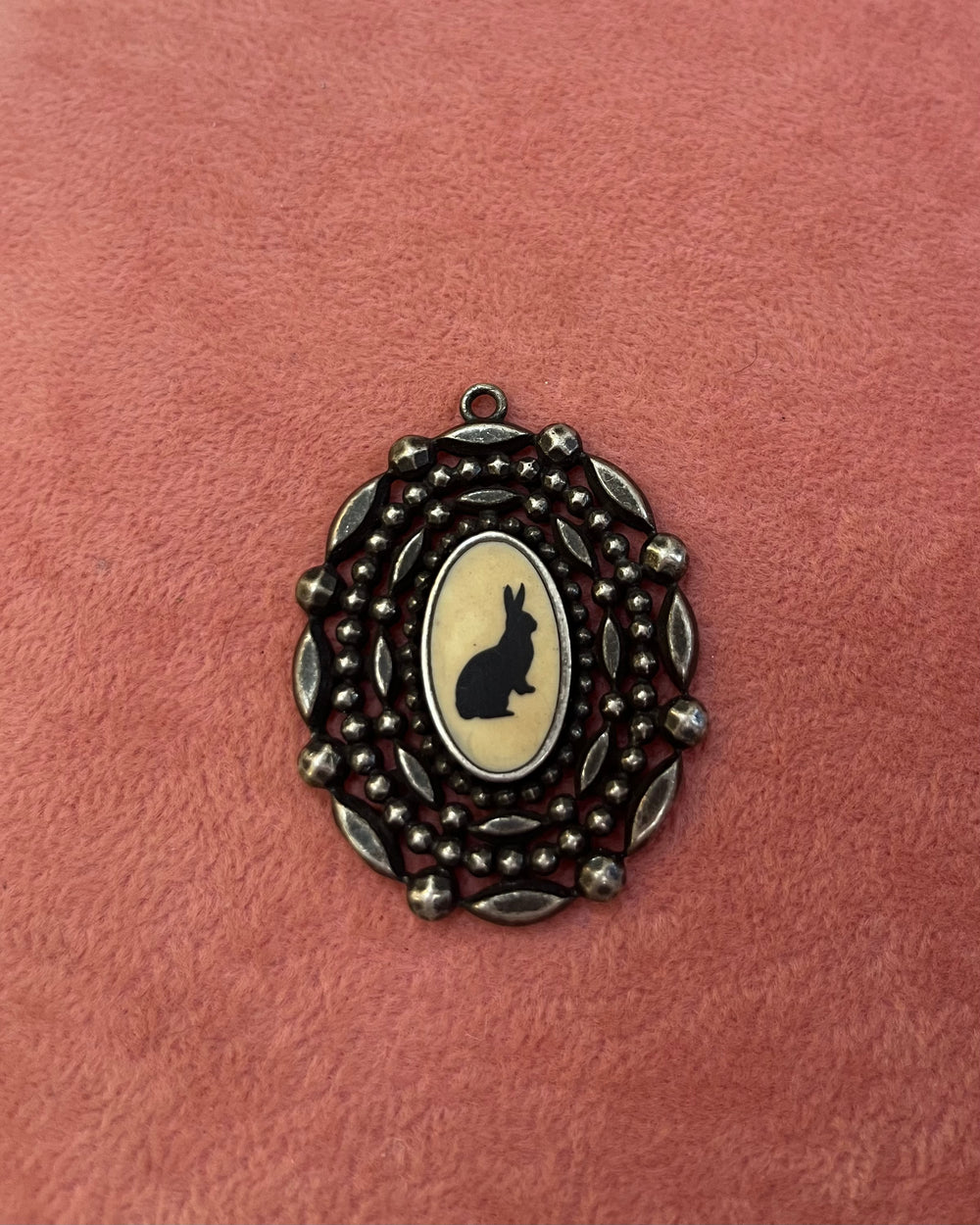 Black Rabbit Cameo Charm