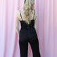 CELINE BLACK SATIN HIGH-WAISTED PANTS