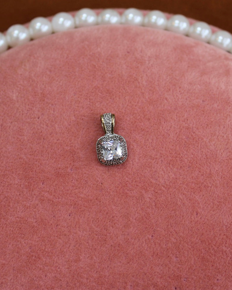 Gold & Silver Square Crystal Charm