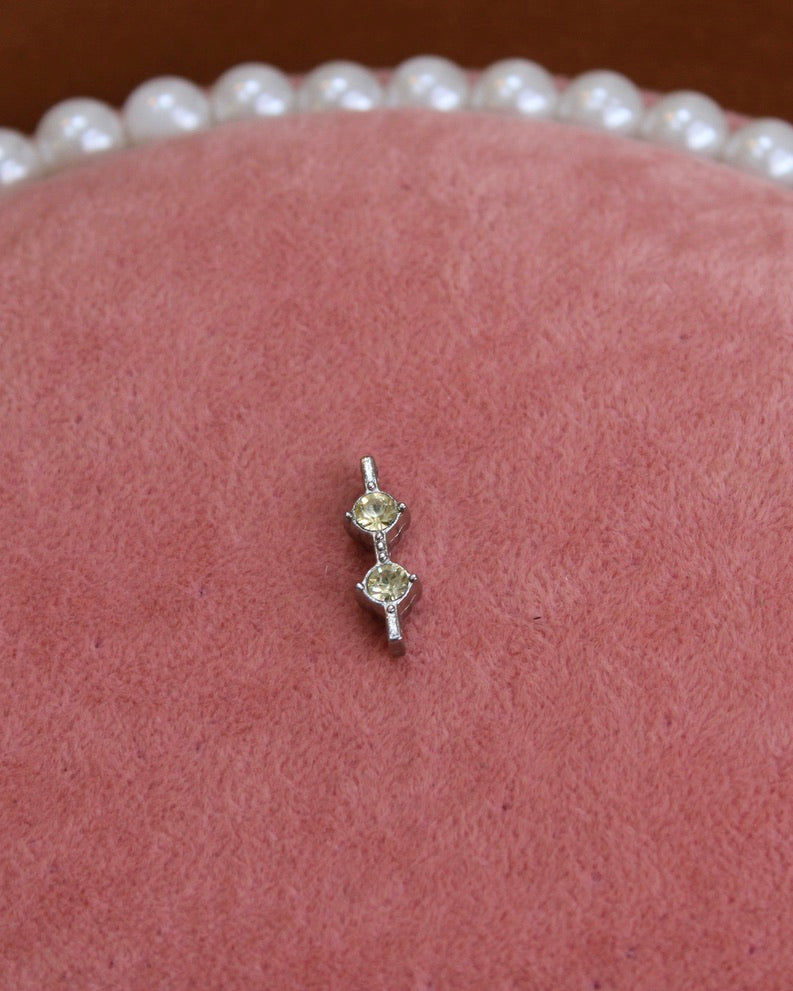 Double Yellow Crystal Silver Charm