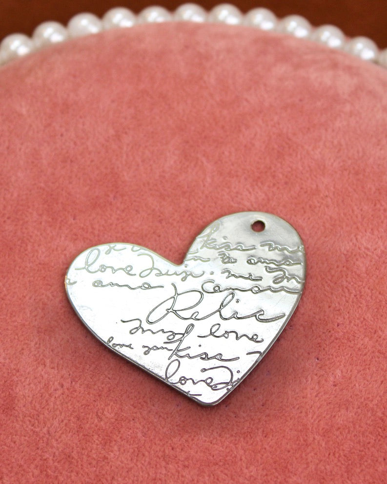 A Heart With A Note Silver Charm