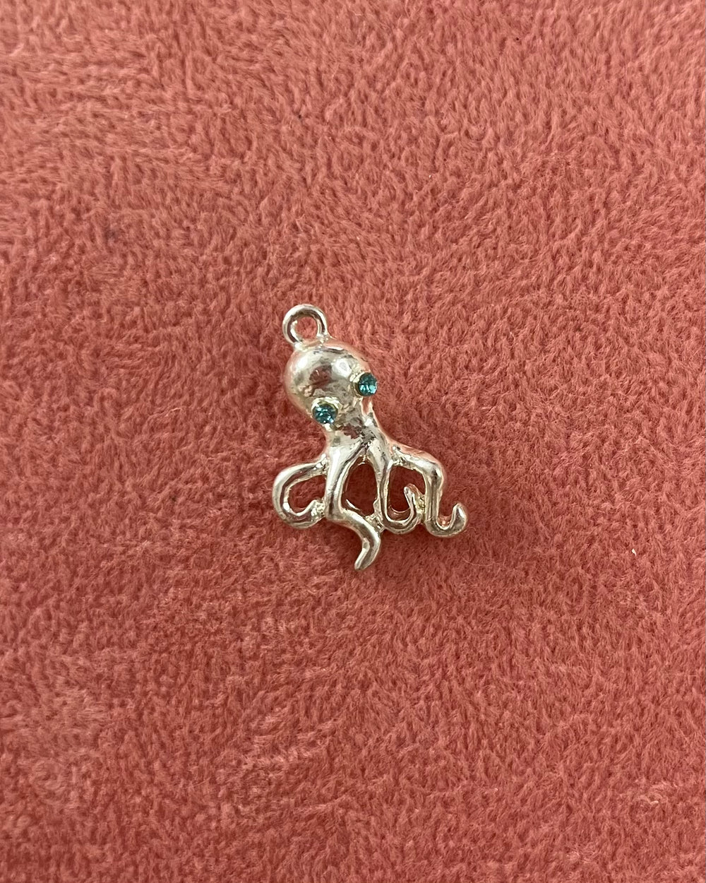 Octopus With Turquoise Eyes Silver Charm