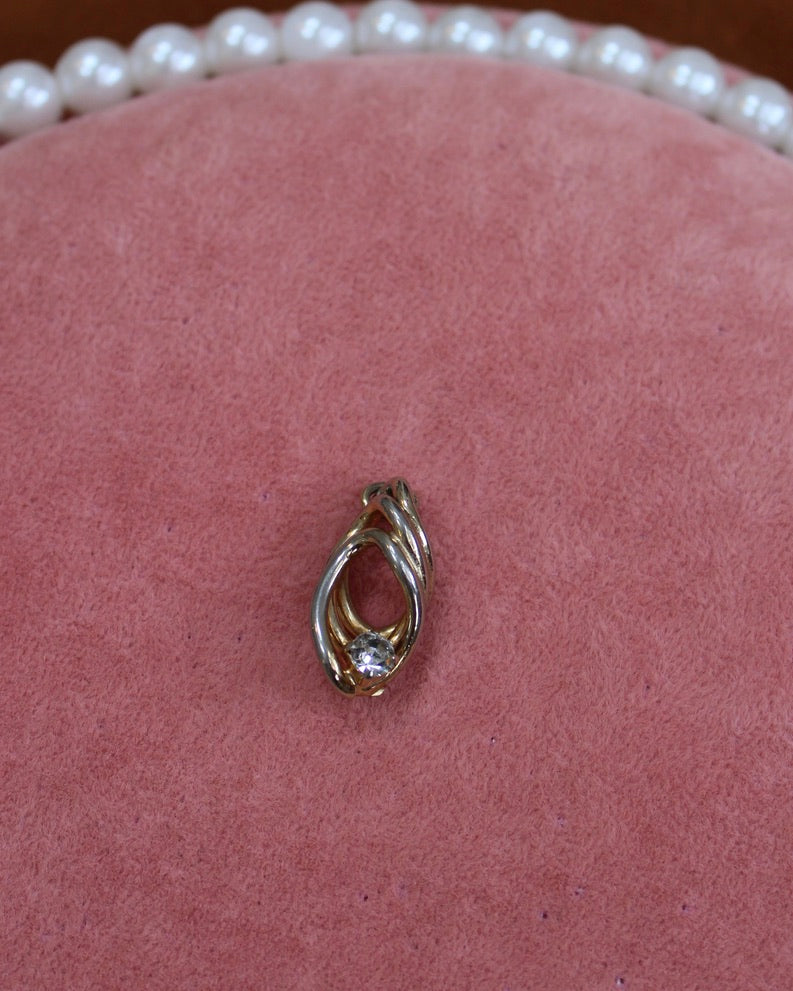 Gold Teardrop Hoop Crystal Charm