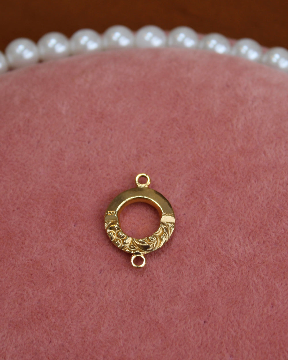 Gold Circle Half Textured Charm