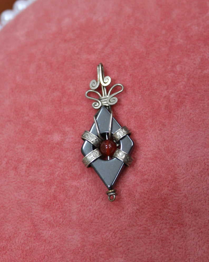 Silver and Red Silver Large Charm