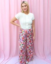 Load image into Gallery viewer, VENUS PINK FLORAL SATIN HIGH-WAISTED PANTS
