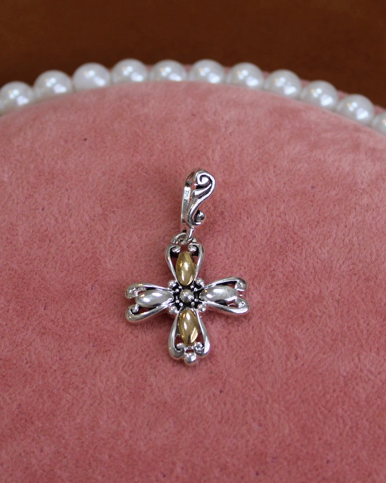 Gold & Silver Cross Charm