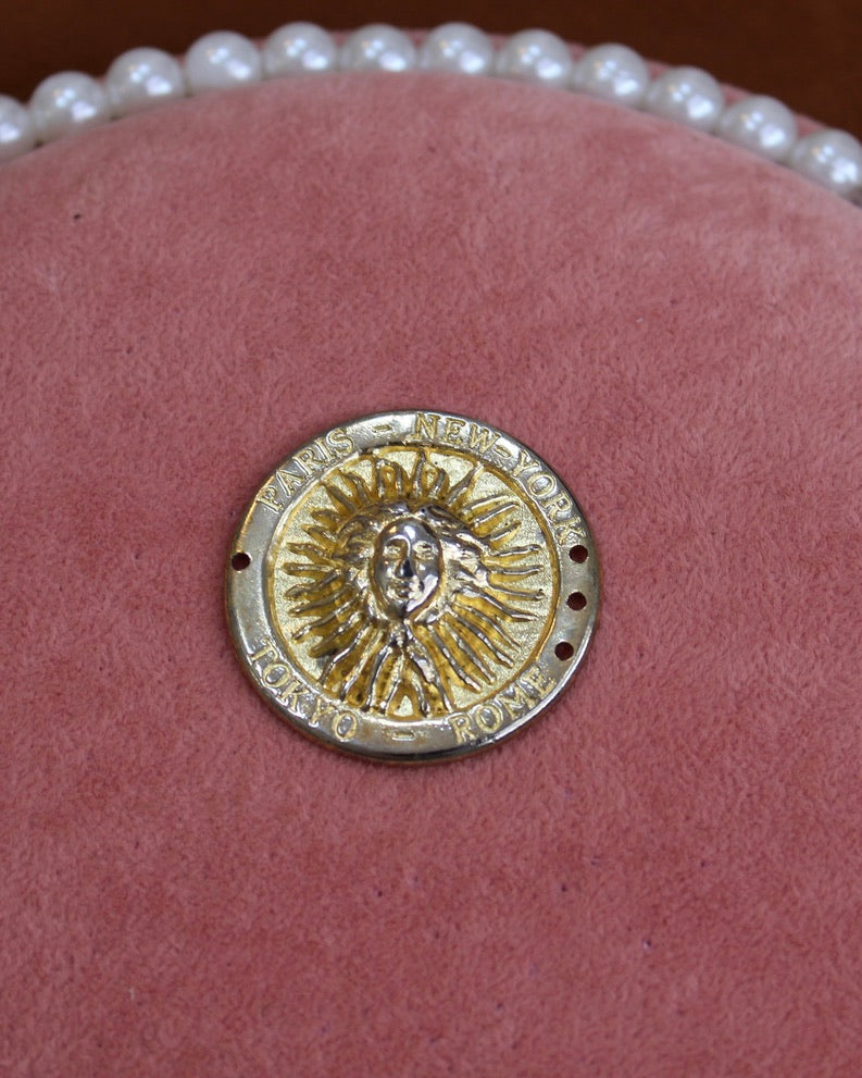 Large Golden Sun Face Charm