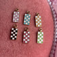 Colorful Checkered Rectangle Gold Charms