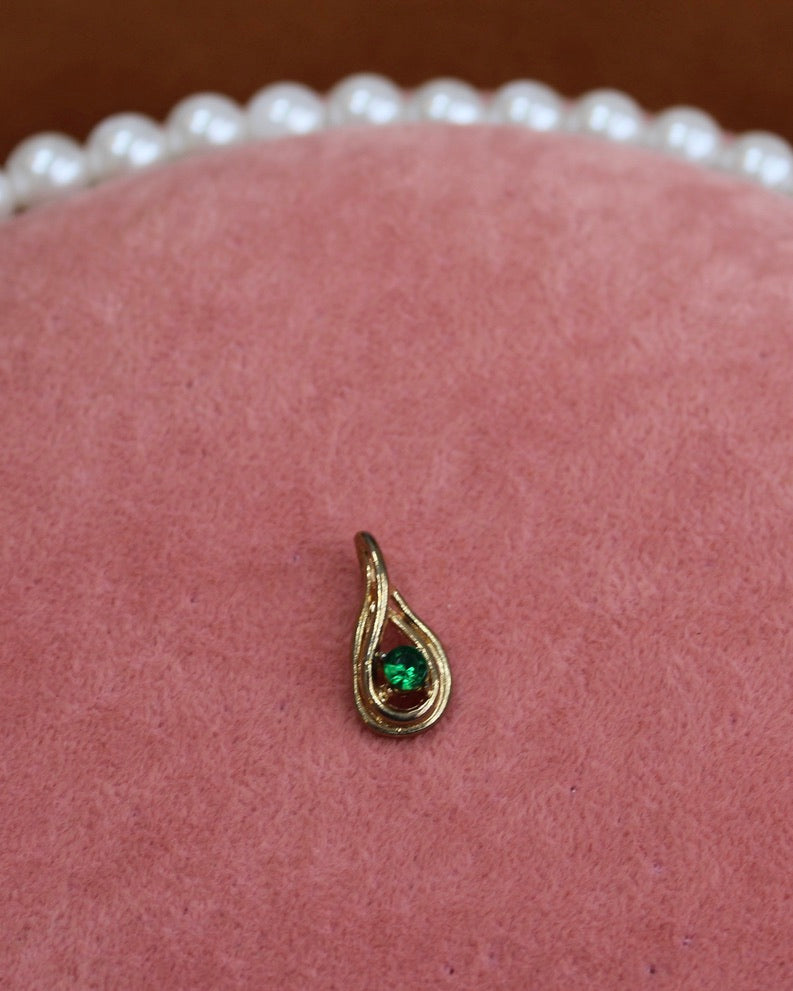 Green Gem Teardrop Charm
