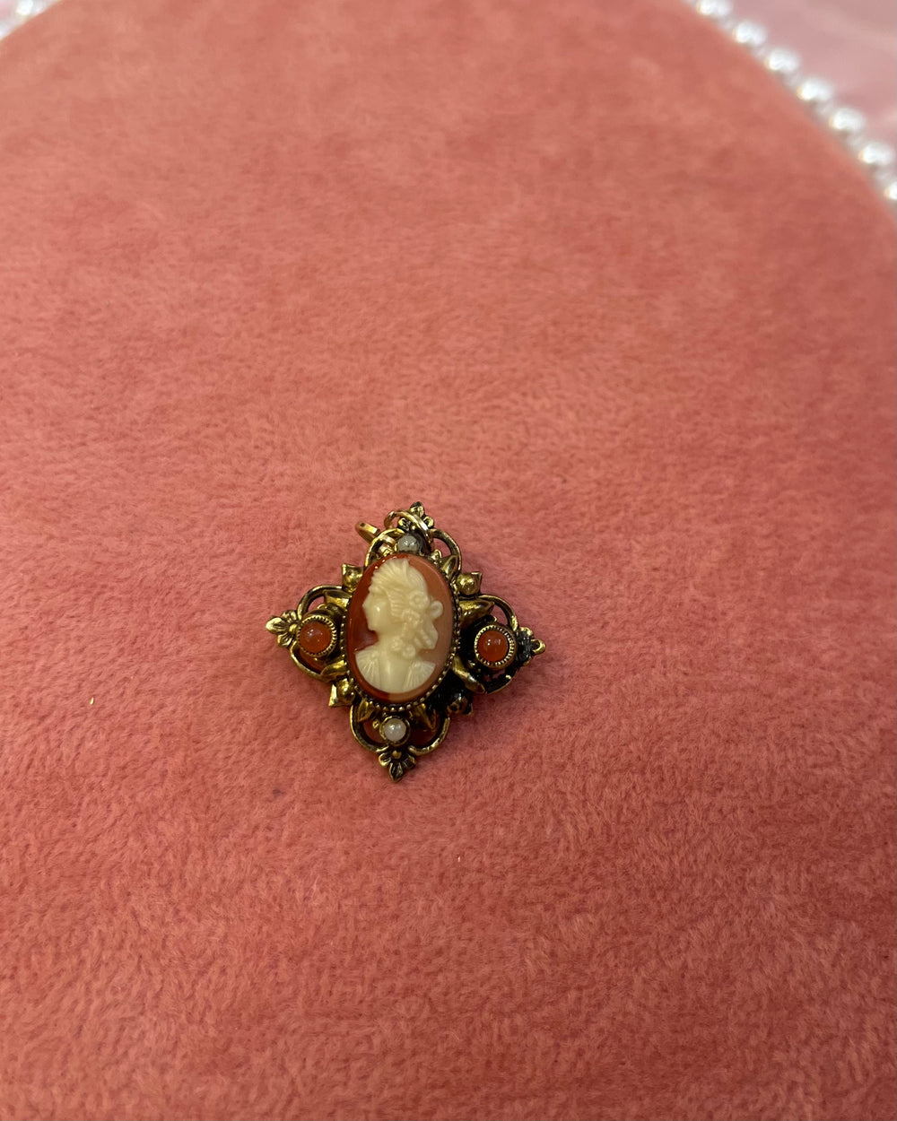 Red Cameo Diamond Charm