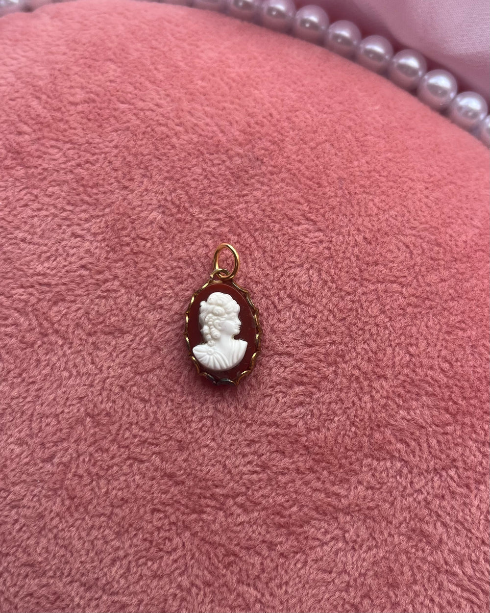Small Red Cameo Charm