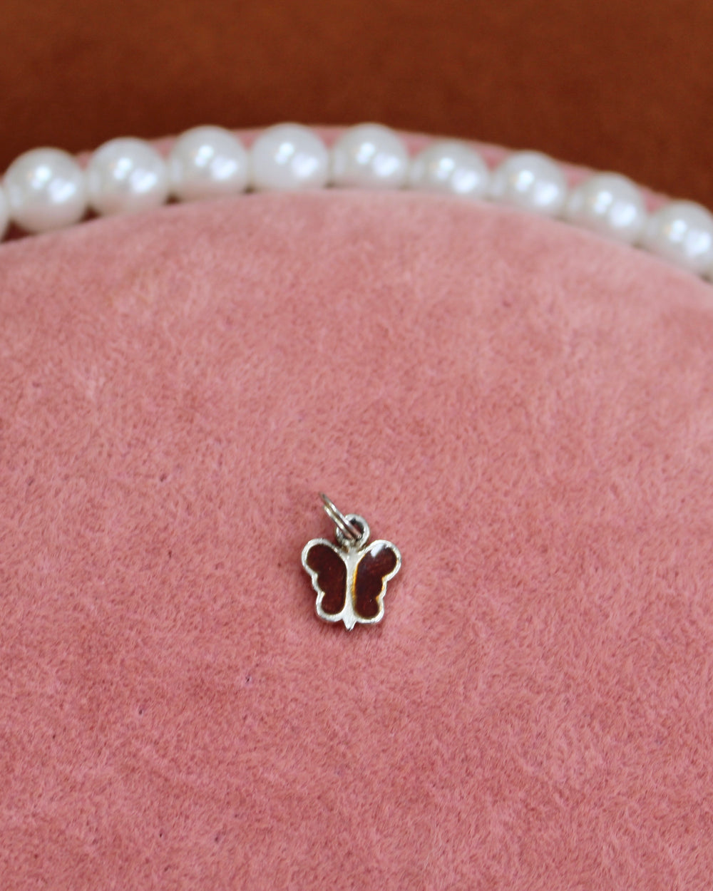 Garnet Silver Butterfly Charm